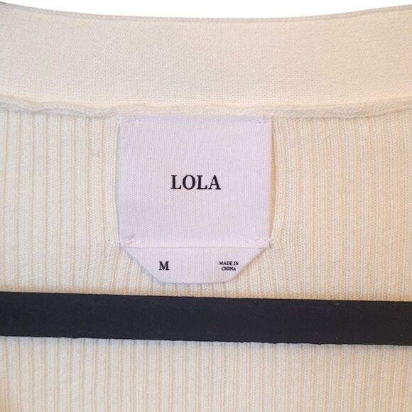 Lola Women's Cream And Black Striped Nautical Ribbed Cardigan Size M - Picture 3 of 6